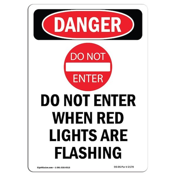 Safety Sign, OSHA Danger, 5" Height, Portrait Do Not Enter, Portrait, 10PK